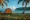 Orange tent at sunrise on a Caribbean beach