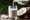 Coconut milk being poured into glass