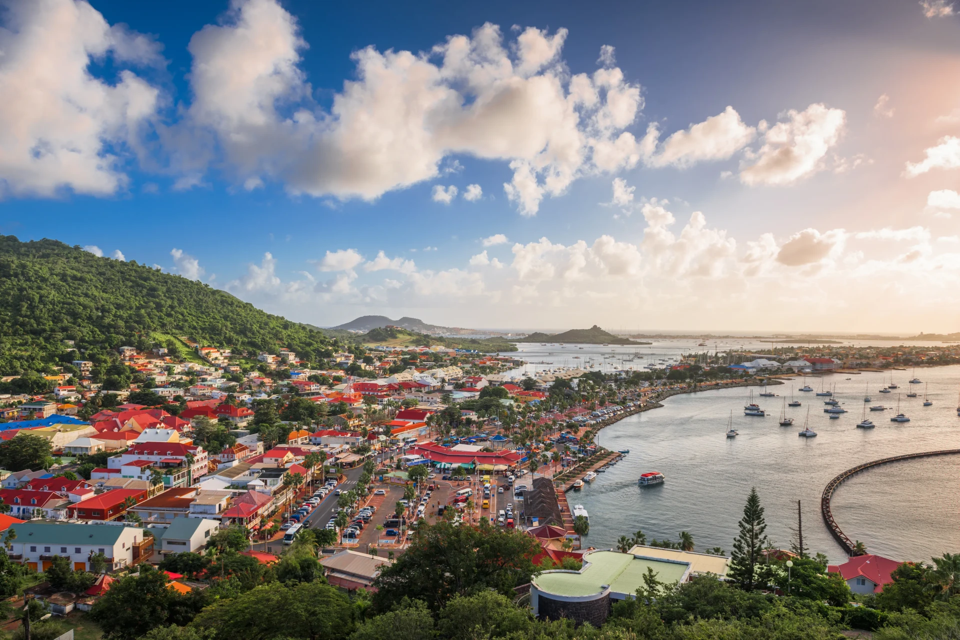 Drone shot of Marigot, St. Martin