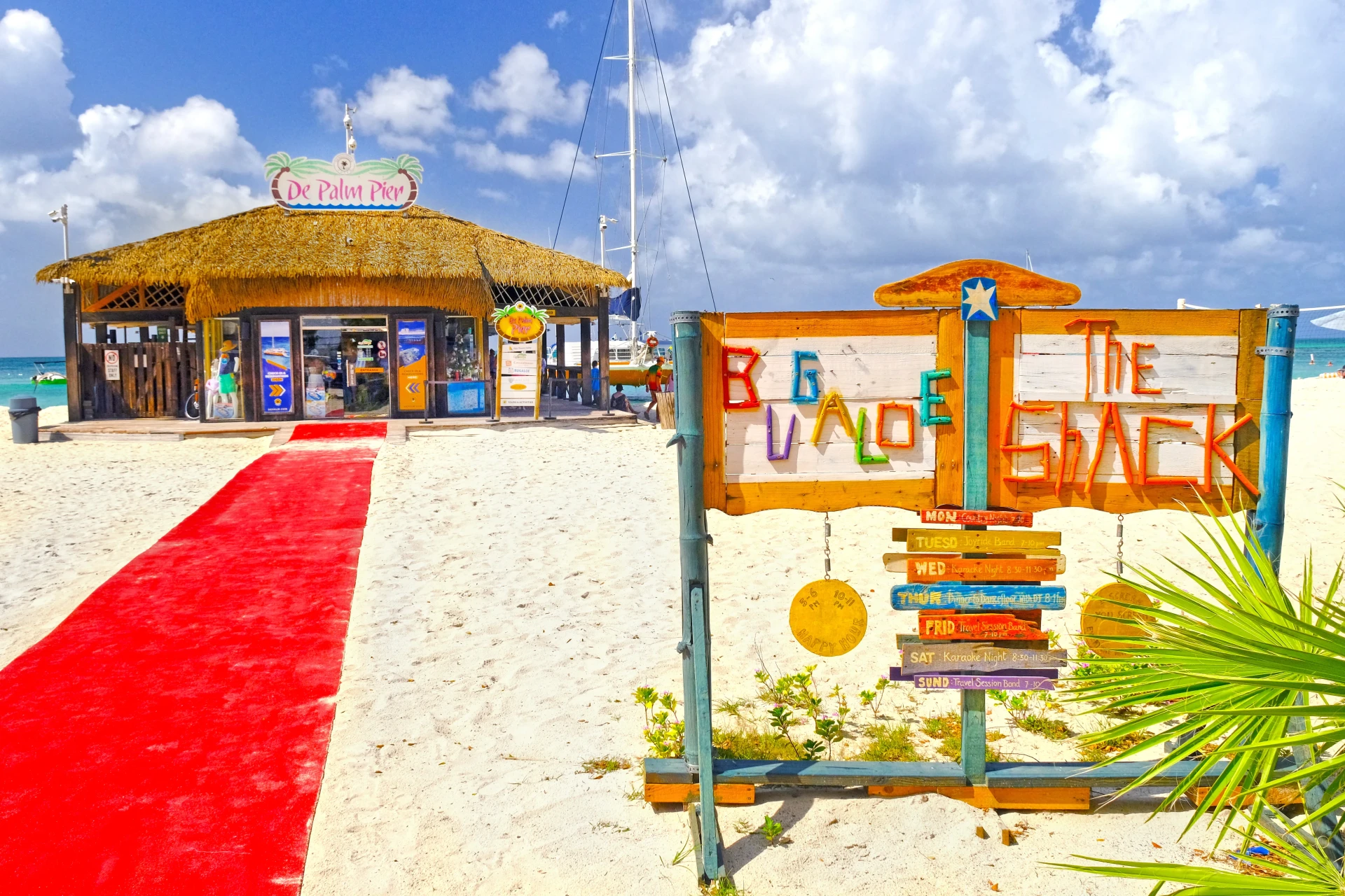 Bugaloe Beach Bar at De Palm Pier in Palm Beach Aruba