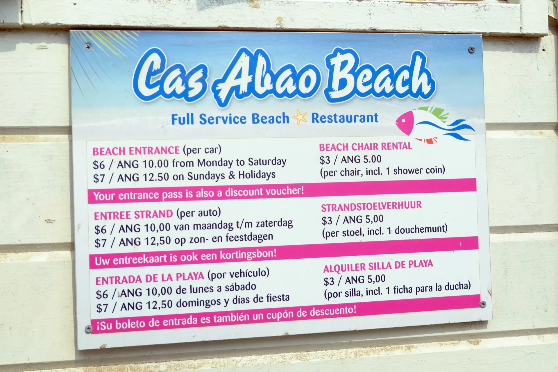 Cas Abao Beach Curacao prices and entrance fee