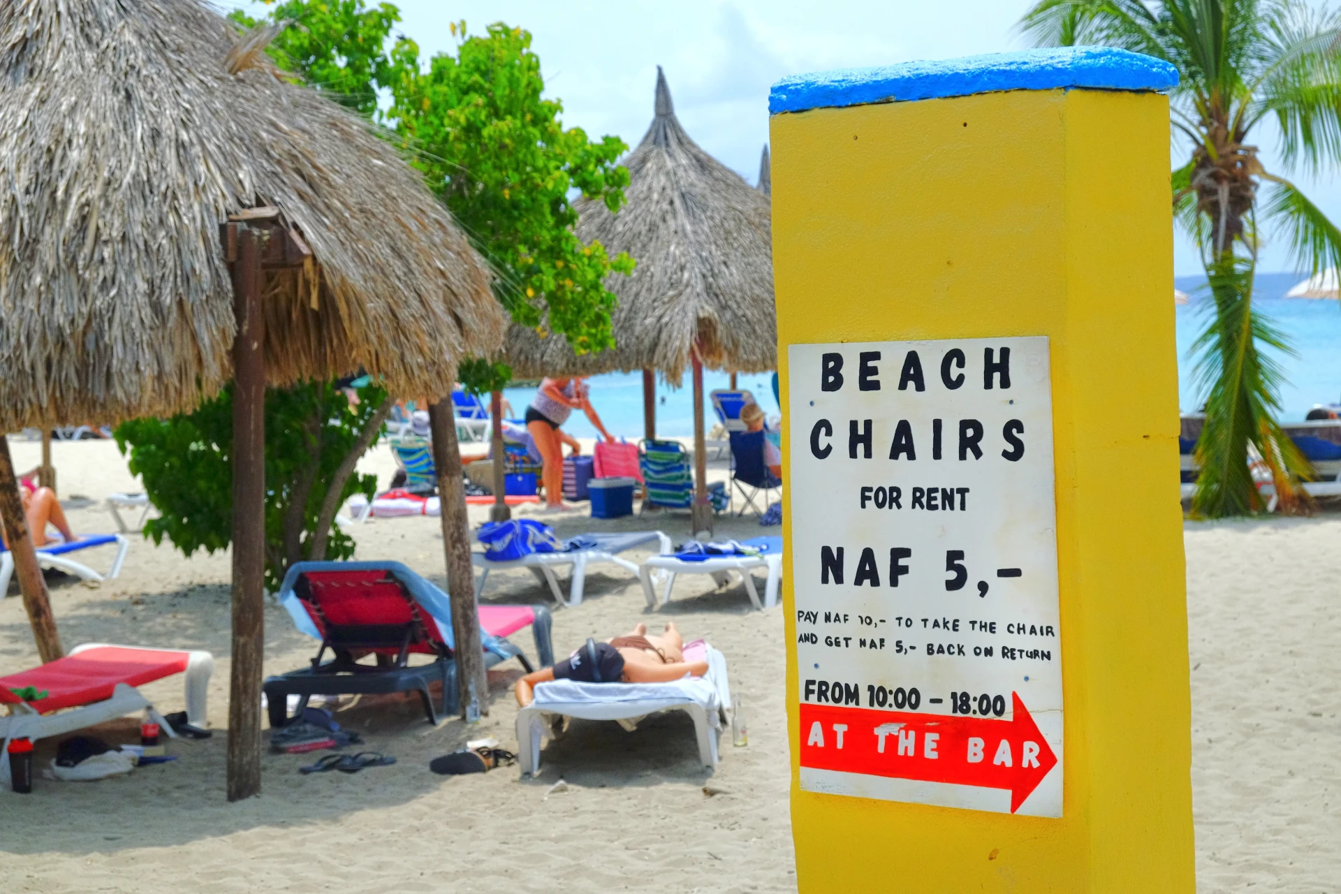 Beach chair rental at Daaibooi Beach Curacao